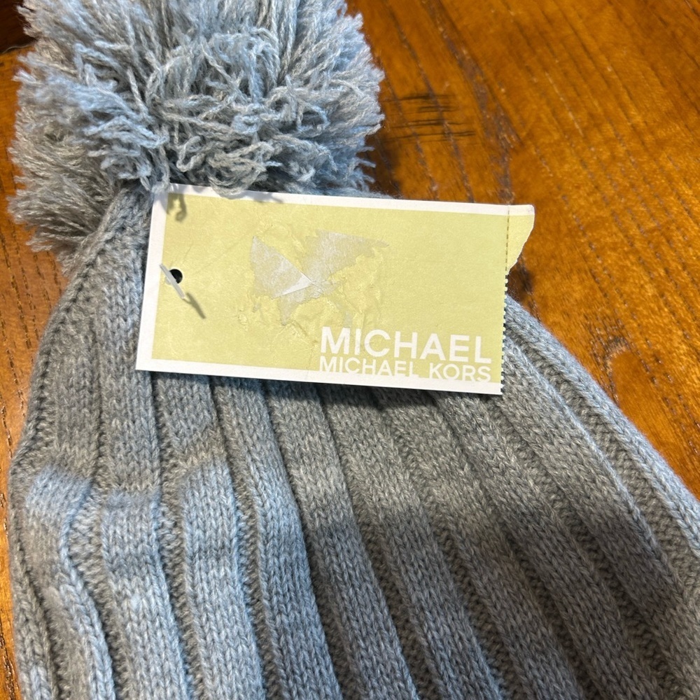 Michael Kors Gray Knitted Hat with Pom-Pom - Picture 3 of 5